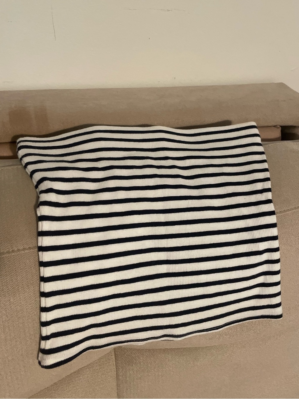 Mango Striped navy and white tube top
